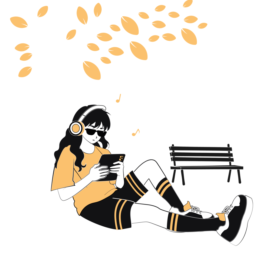 Producer sketching a beat on a tablet sampler outdoors in a park