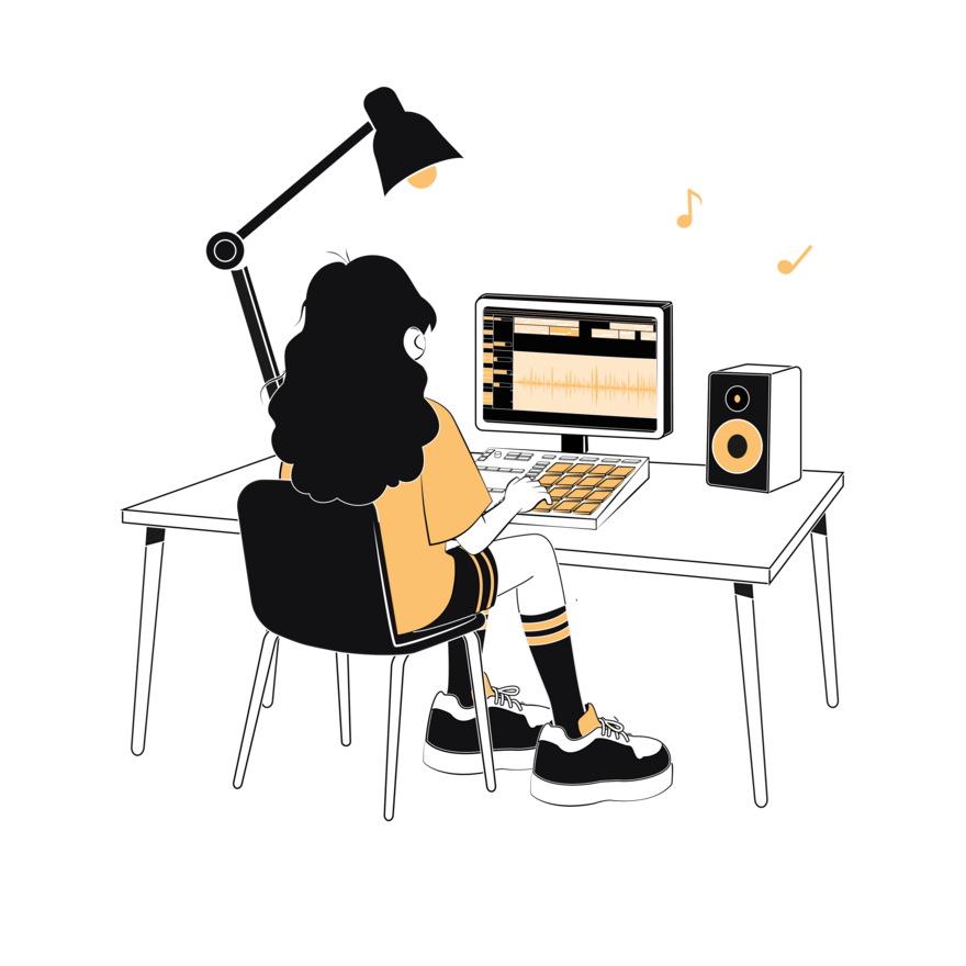 Producer back in the studio, finishing the track with KITE as a plugin in their DAW